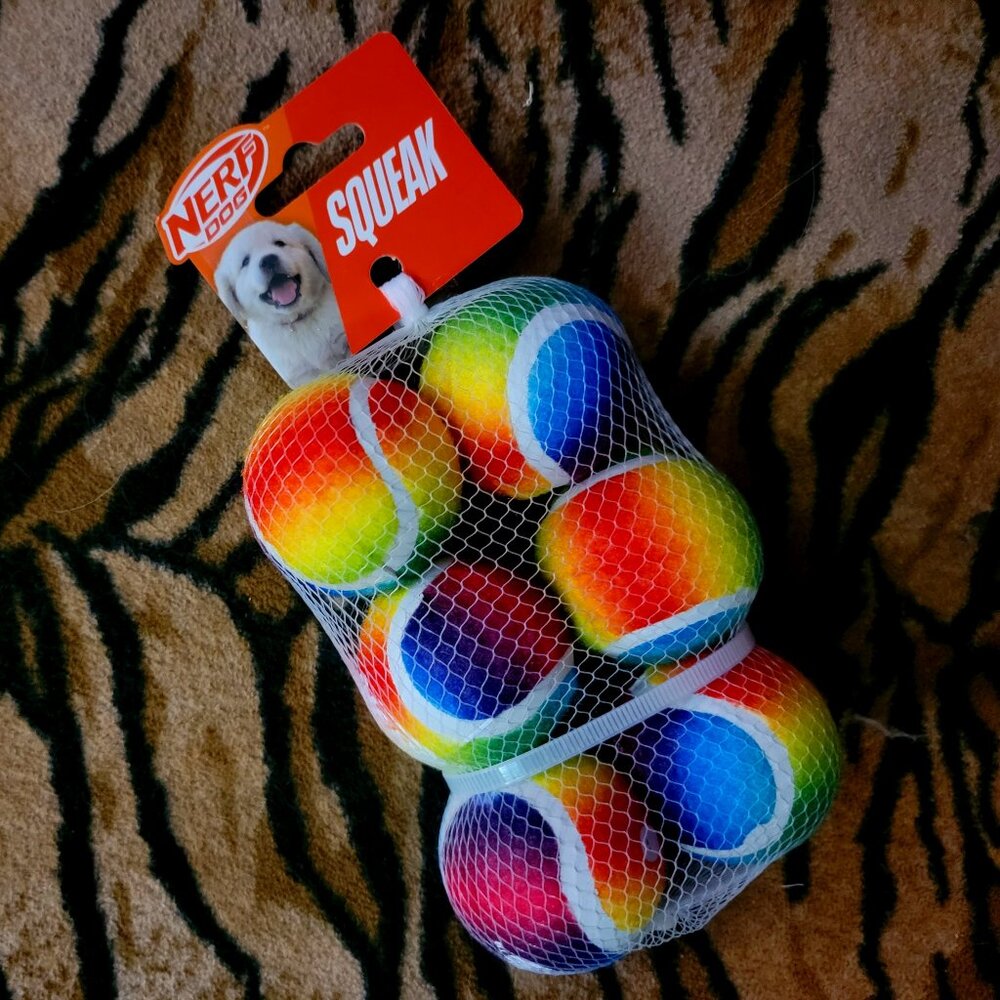 Nerf Dog Puppy OR Sm Dog Rainbow Balls 6 pack New!